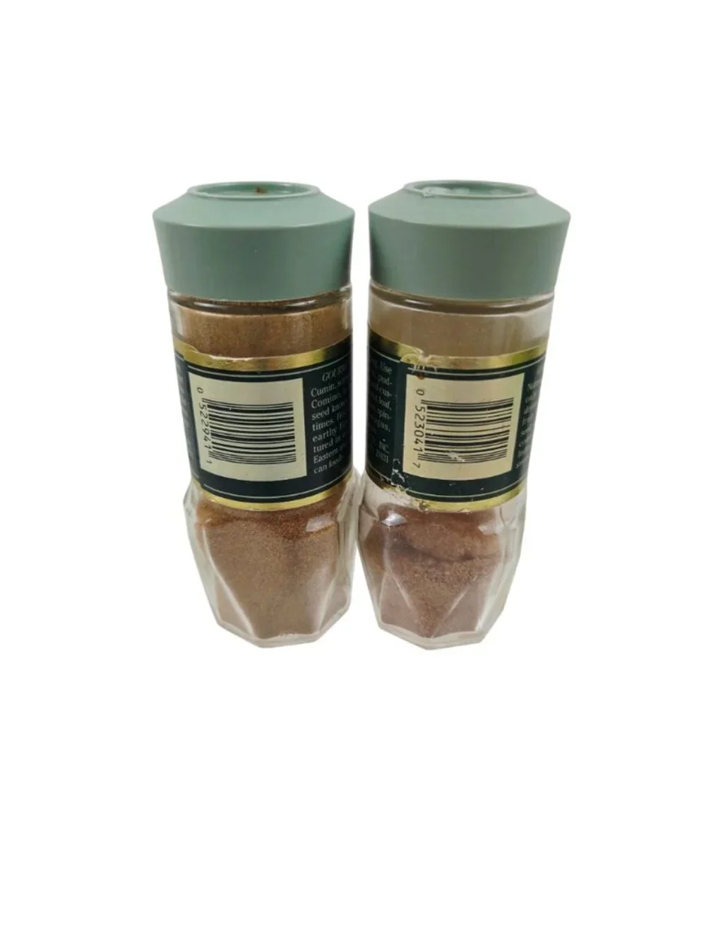 McCormick Spice Jars Thyme Rosemary Marjoram Cumin Nutmeg Vintage Green Lids